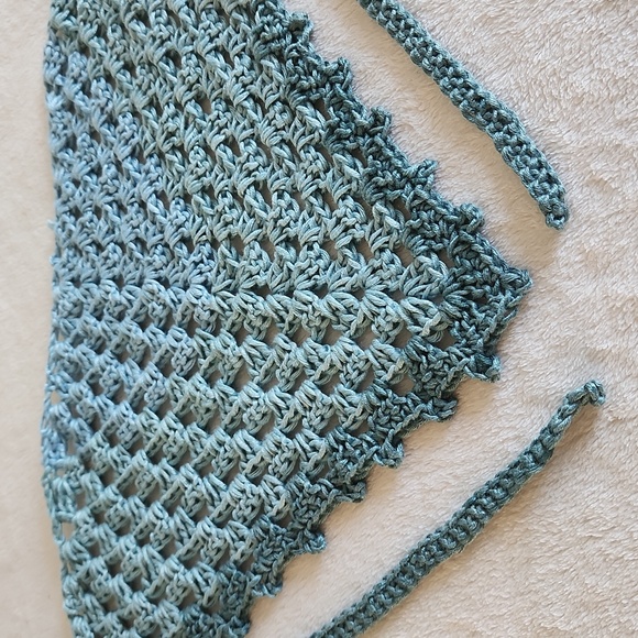 Bandana/Kerchief , Handmade, Crocheted, Ventilated for Summer Machine Washable - Picture 7 of 8